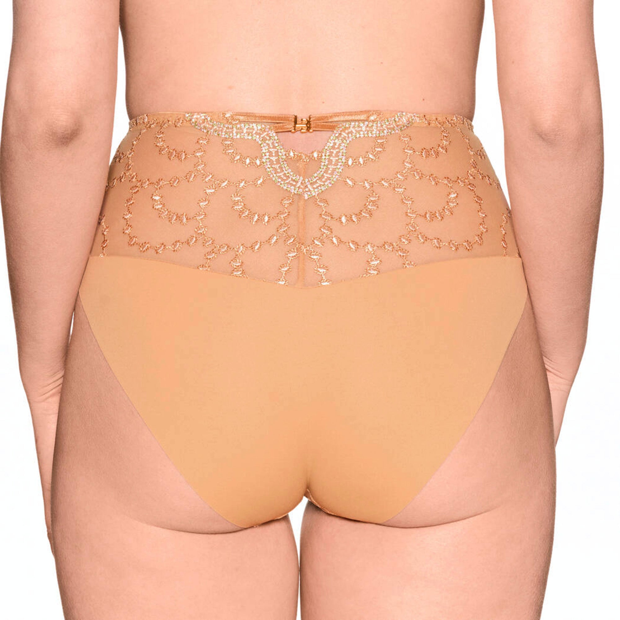 Louisa Bracq Baccara korkeat housut ihonväriset takaa kuvattuna