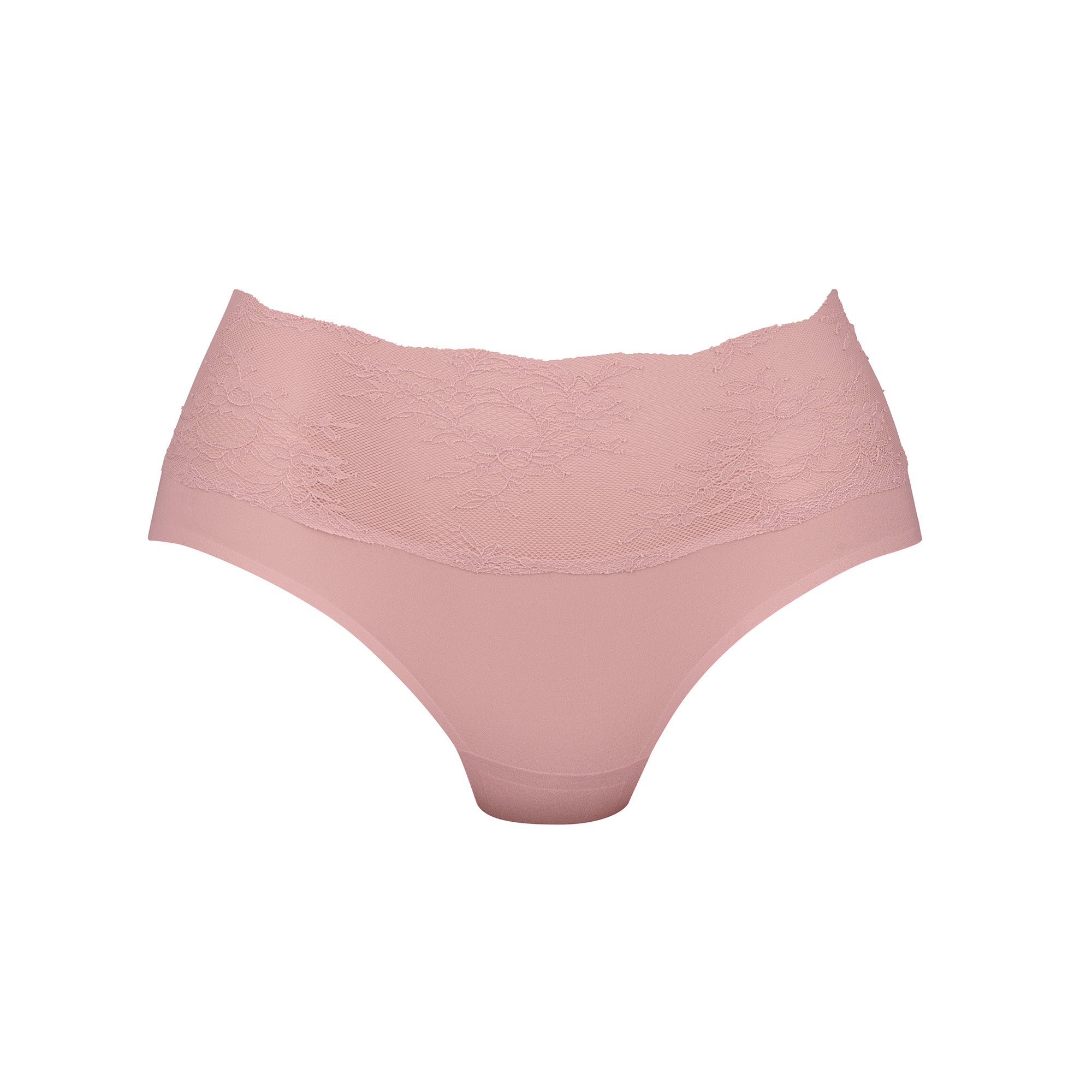 Anita Essential Lace korkeavyötäröiset alushousut roosa edestä