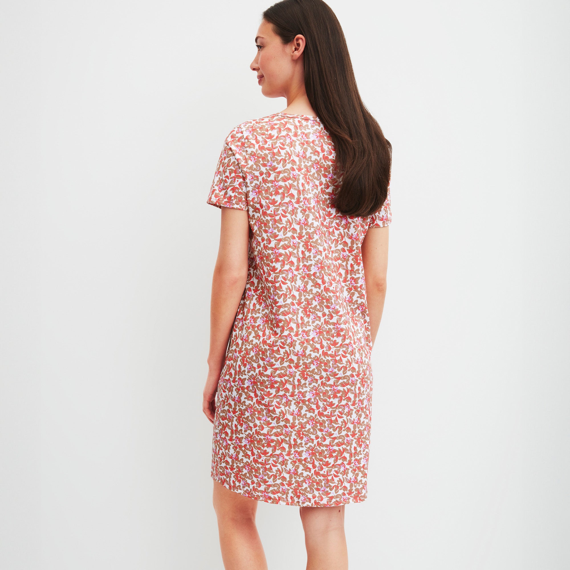 Calida Flower Nights Sleepshirt yöpaita puna-valkoinen takaa